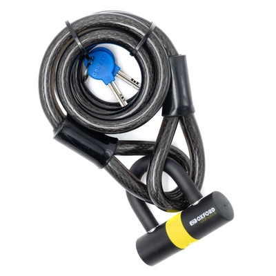 Cablu blindat 2m x 15mm Blocaj Mini Shackle Oxford Barrier Ebike Scuter electric